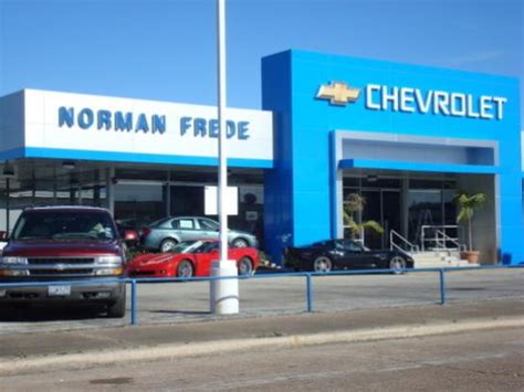 Norman frede chevrolet - Test-drive a new, used, certified vehicle at Norman Frede Chevrolet at our Houston dealership. Our selection of trucks, cars and SUVs has something for everyone and if you can't find what you're looking for at our dealership - let …